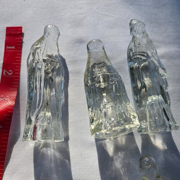 Small Glass Manger Creche Scene Vintage 6 pieces - Picture 5 of 5